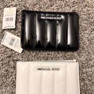 Michael Kors Glossy Black and White Pouch Set